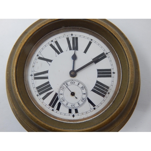 298 - Veteran Car Clock with Subsidiary Seconds Dial in Outer Brass Casing: Ticking when catalogued