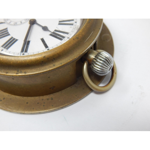 298 - Veteran Car Clock with Subsidiary Seconds Dial in Outer Brass Casing: Ticking when catalogued