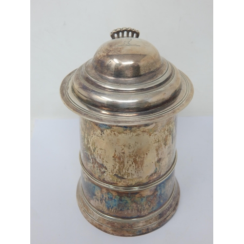 123 - An 18th Century George III Silver Lidded Tankard with domed lid and scroll handle: Hallmarked London... 