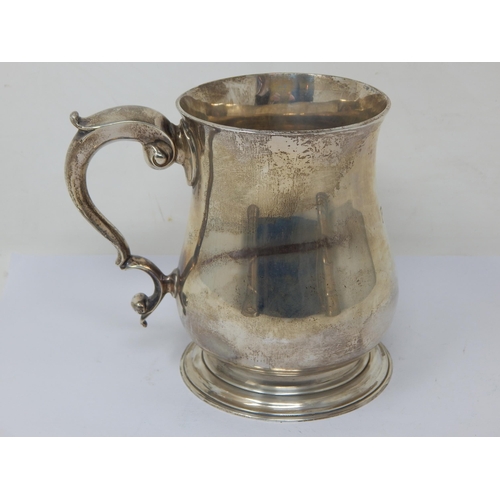 125 - Silver Pint Tankard of Baluster Form with Scroll Handle: Hallmarked London 2002 by Goldsmiths & Silv... 