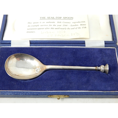 126 - 16th Century Silver reproduction Spoons Including The Seal Top Spoon & Maidenhead Spoon: Hallmarked ... 