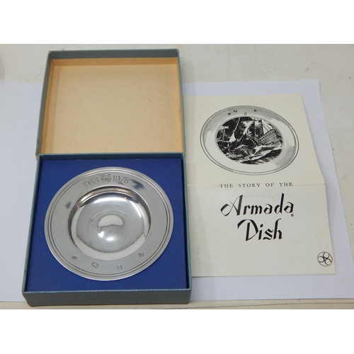 127 - Silver Armada Dish Hallmarked London 1978 by Richard Comyns in Fitted Box of Issue: Weight 62g