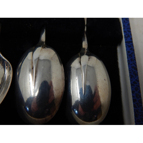 134 - A Set of 6 Silver Rat Tail Tea Spoons Commemorating the Coronation of QEII: Hallmarked London 1952 w... 