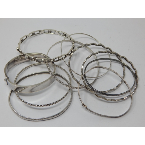 138 - 10 x Sterling Silver Bangles: Weight 84g