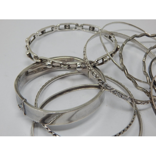 138 - 10 x Sterling Silver Bangles: Weight 84g