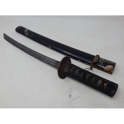 19th Century Japanese Wakizashi Sword & Scabbard: Length 56cm overall