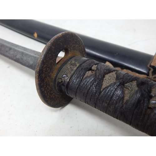 407 - 19th Century Japanese Wakizashi Sword & Scabbard: Length 56cm overall