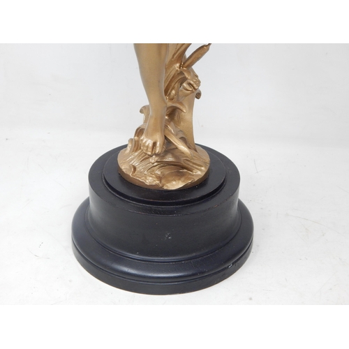 343 - Liberty Style Leather Antelope 32cm wide together with a gilded large spelter figure 45cm high