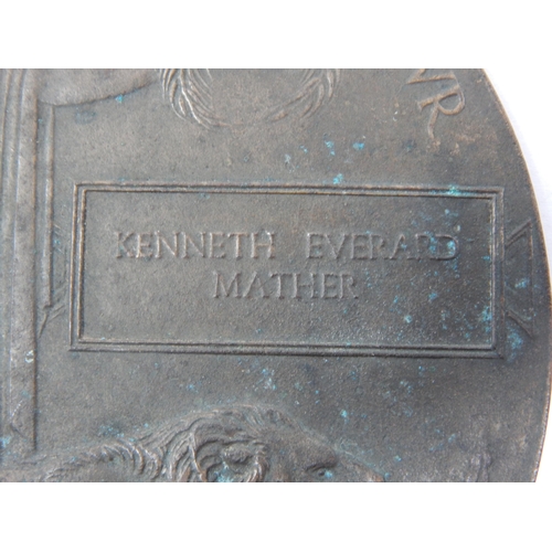 403 - WWI Death Plaque: Awarded to KENNETH EVERARD MATHER Service Number 1045181, Canadian Infantry: Toget... 