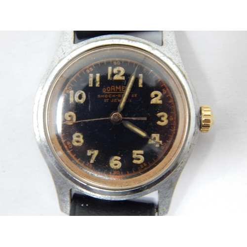 280 - Gentleman's Roamer Brevete Manual Wind Wristwatch with Sweep Seconds Hand on Black Strap