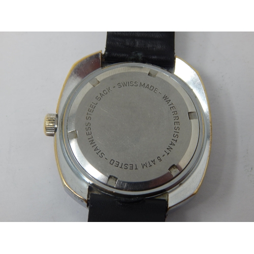 281 - Vintage Astral Day Date Wristwatch with Outer Red World Time Bezel on Black Leather Strap