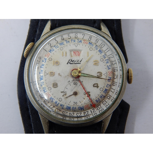 282 - Vintage Rozi Wristwatch. The Dial with outer day & date markers, month aperture window & subsidiary ... 