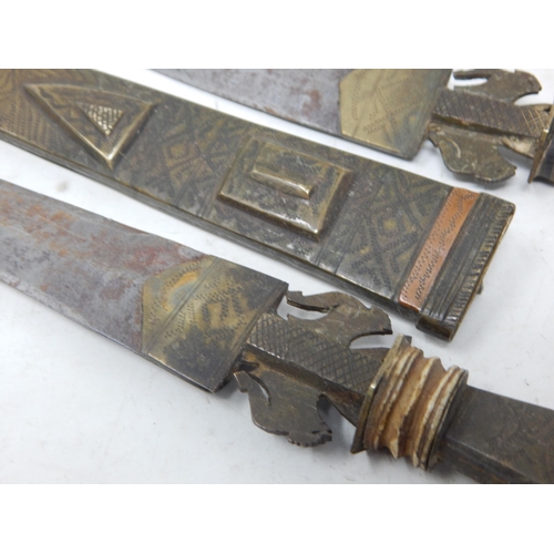 409 - Early 20th Century Possibly Middle Eastern Mixed Metals Daggers & Scabbards: Longest 32.5cm