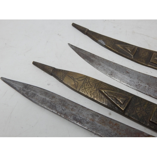 409 - Early 20th Century Possibly Middle Eastern Mixed Metals Daggers & Scabbards: Longest 32.5cm