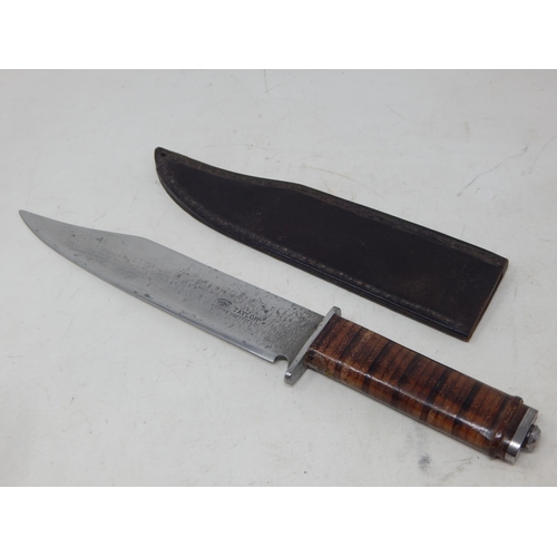 410 - Early 20th Century Pennsylvania Bowie Knife in Leather Scabbard: Length 38.5cm