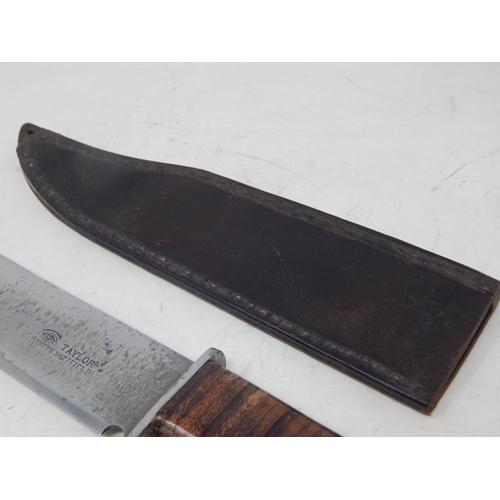 410 - Early 20th Century Pennsylvania Bowie Knife in Leather Scabbard: Length 38.5cm