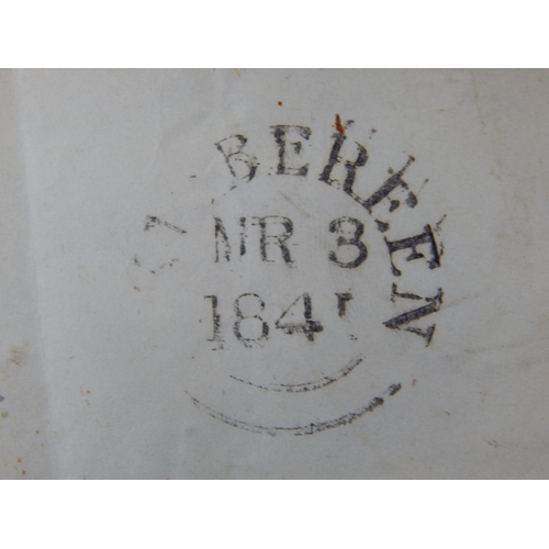 78 - Queen Victoria Penny Black Stamped Envelope with Red MX Cancel & Postmarked for March 3 1841