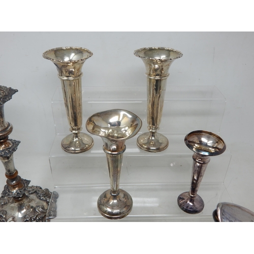 193 - A Pair of Silver Bud Vases with weighted bases Hallmarked Birmingham 1916 together with two further ... 