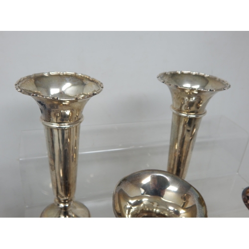 193 - A Pair of Silver Bud Vases with weighted bases Hallmarked Birmingham 1916 together with two further ... 