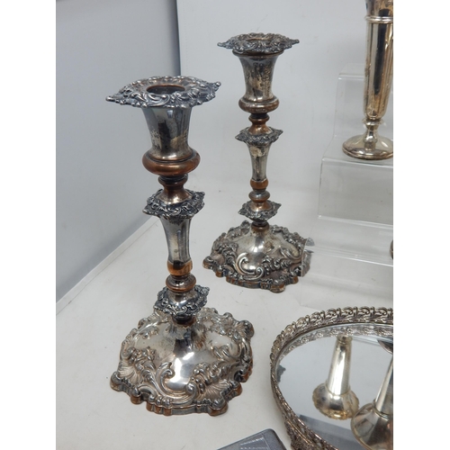 193 - A Pair of Silver Bud Vases with weighted bases Hallmarked Birmingham 1916 together with two further ... 