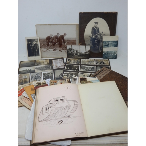 416 - A Quantity of WWI & Later Photographs, Postcards etc together with an Edwardian Album containing var... 