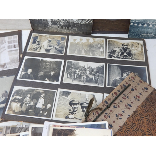 416 - A Quantity of WWI & Later Photographs, Postcards etc together with an Edwardian Album containing var... 