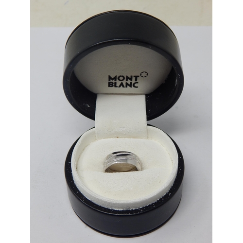 166 - MONT BLANC 18ct White Gold Ring: Size K: Weight 6.43g in original fitted Mont Blanc Box