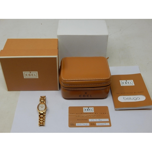 286 - An Ebel Beluga 18ct gold and diamond ladies wristwatch, serial no. 50229, the tonneau shaped case en... 