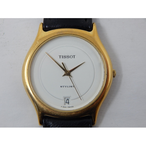 288 - Tissot Stylist Swiss made wristwatch with date aperture on original leather strap