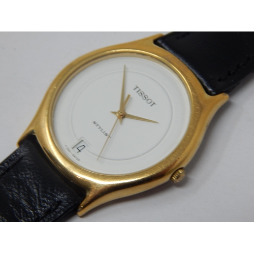 288 - Tissot Stylist Swiss made wristwatch with date aperture on original leather strap