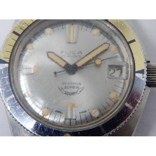 289 - Vintage Gentleman's Flica Super Squale Swiss Wristwatch with date aperture & sweep seconds hand