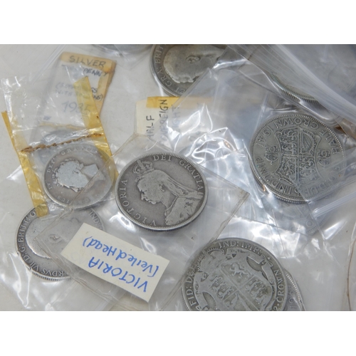 84 - Quantity of QV & Later Silver Coins (approx 360g) together with a bag of further UK coinage