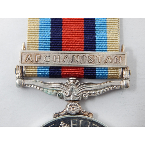 421 - QEII Operational Service Medal for Afghanistan with Clasp Awarded & Edge Named to 30021470 SPR S A F... 