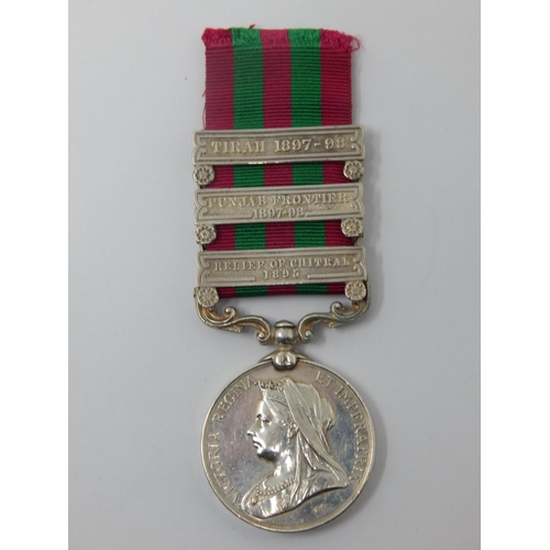 430 - India General Service Medal 1895-1902 with 3 Clasps, Relief of Chitral 1895, Punjab Frontier 1897-98... 