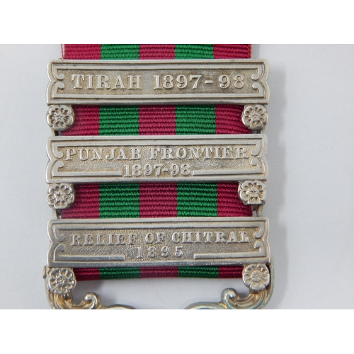 430 - India General Service Medal 1895-1902 with 3 Clasps, Relief of Chitral 1895, Punjab Frontier 1897-98... 