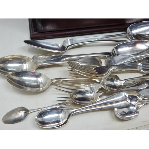 188 - A Quantity of Georgian & Later Hallmarked Silver Flatware, various dates & makers: Weight 39oz (1214... 