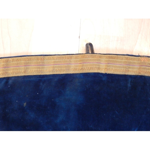 439 - Royal Artillery Banner/Standard in Blue Velvet with Gold Braid: Length 3ft (92cm)