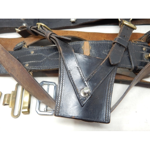 440 - WWI Sam Browne Leather Belts together with other belts & sashes.