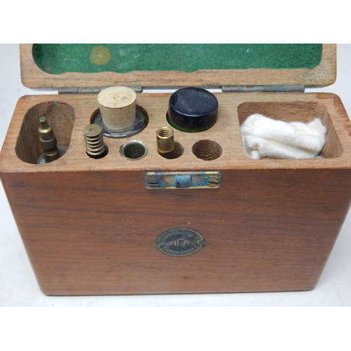 445 - WWI Binoculars in Leather Case, Gun Cleaning Kit by Parker Hall, RAF Forage Cap & an Indian Hat