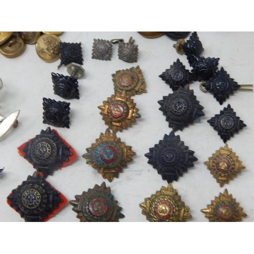 446 - A Large Quantity of Military Medal Bars, Epaulette Badges, Further Badges, Buttons & German Belt Buc... 