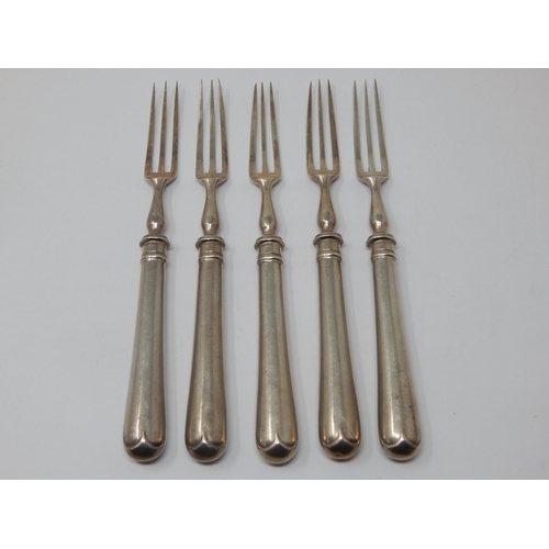 187 - 5 x Silver fruit Forks: Hallmarked Sheffield 1911 by Charles William Fletcher: Weight 150g