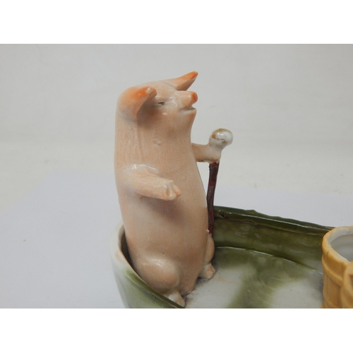 382 - Early 20th Century Pottery Model of Two Pigs, Titled 