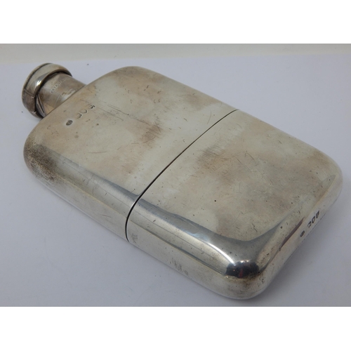 201 - Large Victorian Silver Hip Flask with removeable cup: Hallmarked London 1892 by Hubert Thornhill: He... 