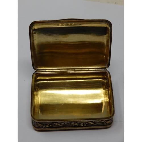 203 - George III Silver Table Snuff Box with Gold Washed Interior: Hallmarked London 1810 by Joseph Ash I:... 