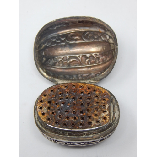 206 - Victorian Silver Nutmeg Grater Formed as a Walnut: Hallmarked Birmingham 1851 by Hilliard & Thompson... 