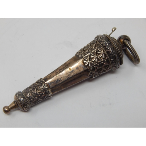 208 - Victorian Silver Whistle & Case Hallmarked Birmingham 1893 by Joseph Jenkins & Co: 8.5cm: Weight 48g