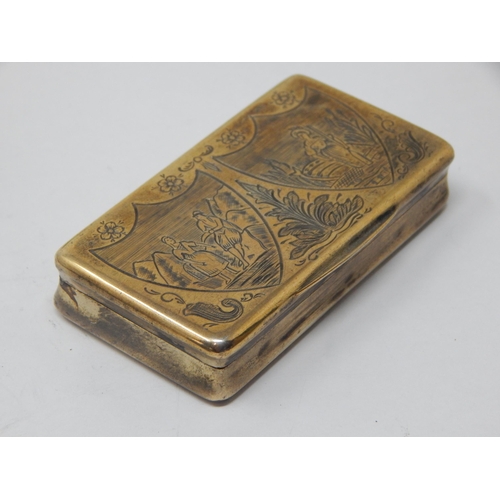 210 - Continental Hallmarked Silver & Gilded Snuff Box: 6cm wide: Weight 43g