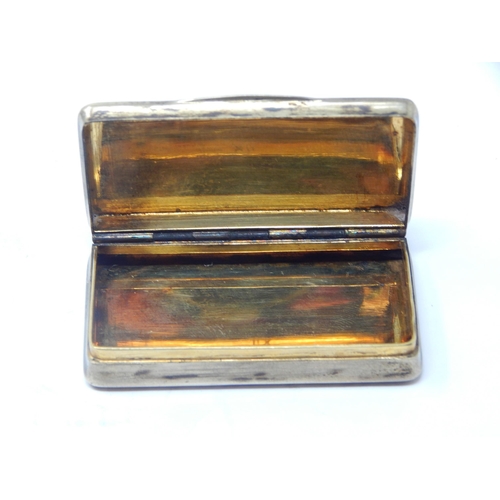 210 - Continental Hallmarked Silver & Gilded Snuff Box: 6cm wide: Weight 43g