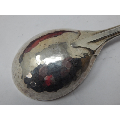 215 - OMAR RAMSDEN: Silver Spoon with Thistle Terminal Hallmarked London 1938 in Fitted Case: Length 16cm:... 