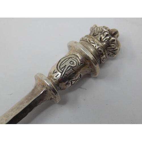 216 - OMAR RAMSDEN: Silver George VI Coronation Spoon with Crown Terminal Hallmarked London 1937: Length 1... 